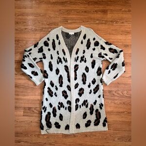 Knox Rose Womens Cream Brown Knit Ribbed Trim Long Line Cardigan Sweater XXL